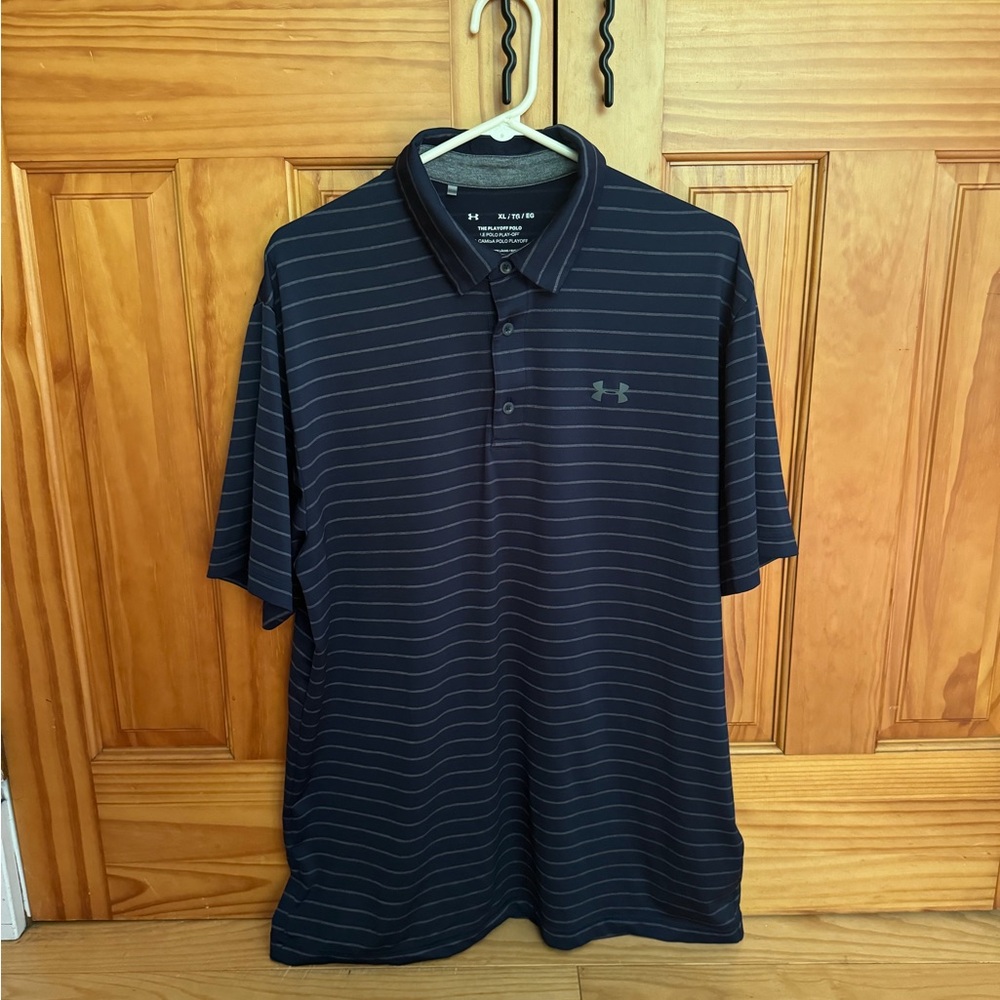 Under Armour Men's Dark Blue Striped Polo